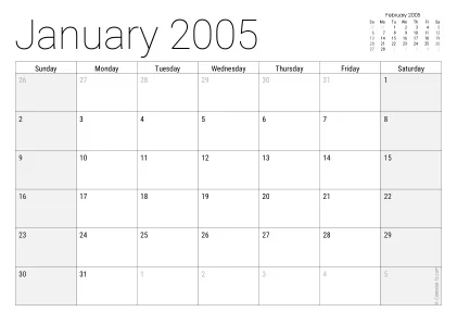 Preview of a monthly calendar page with holidays