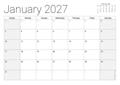 Preview of the printable August 2027 calendar