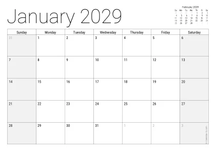Preview of a monthly calendar page with holidays