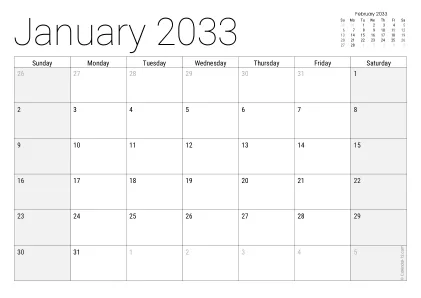 Preview of a monthly calendar page with holidays