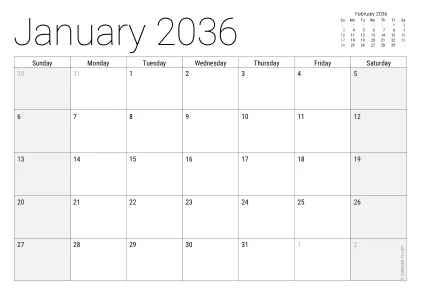 Preview of a monthly calendar page with holidays