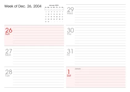 Preview of a weekly calendar page
