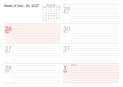 Preview of a weekly calendar page