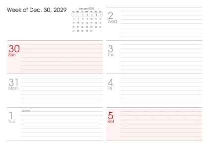 Preview of a weekly calendar page