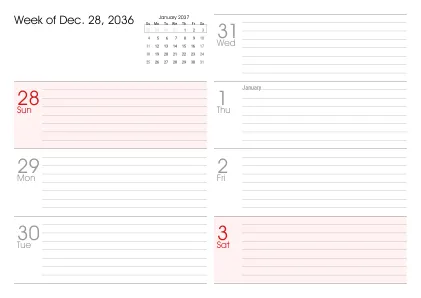 Preview of a weekly calendar page