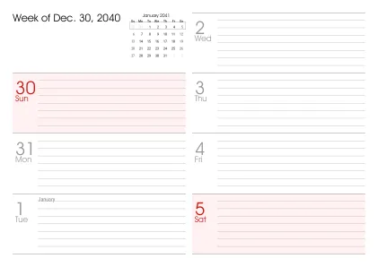 Preview of a weekly calendar page