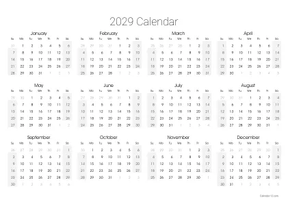 Preview of the single-page yearly calendar