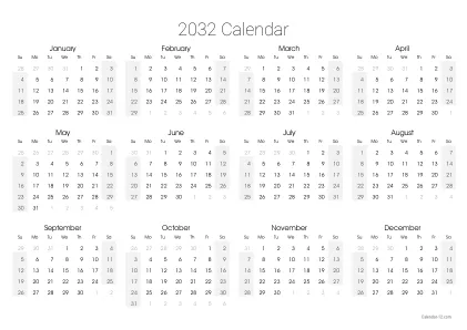 Preview of the single-page yearly calendar